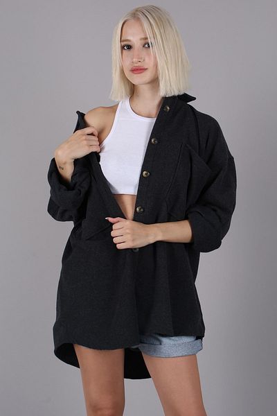 Madmext Μπουφάν Anthracite Oversize πουκάμισο Mg1562