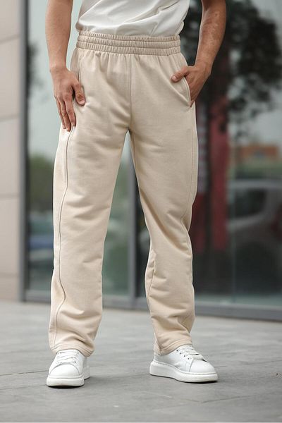 Madmext Beigefarbene, entspannt geschnittene Herren-Jogginghose E6560