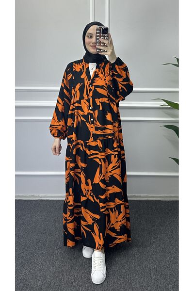 bybaharoz Buttoned Cotton Viscose Dress