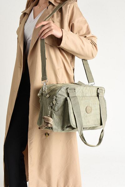 DUOMİNO Duomino Clinker Multi-Pocket Water Resistant Light Mink Crinkle Shoulder Bag / Shoulder Bag