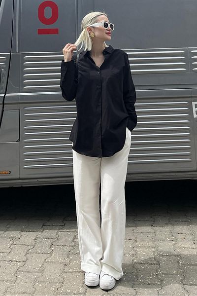 Madmext Mad Girls Černá oversize košile Mg1369