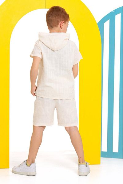 tunays shopping Boy's Hooded Shorts Linen Suit