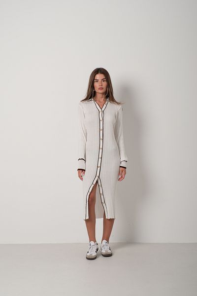 Black Fashion White Polo Collar Buttoned Dress