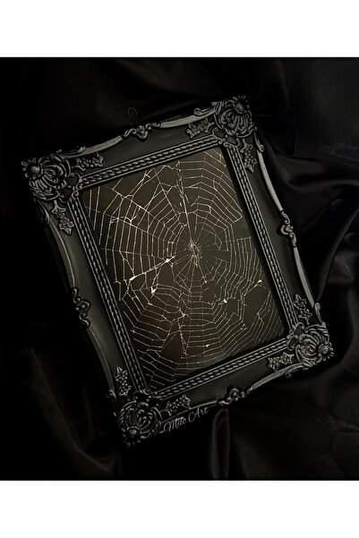 Milo Art El Yapımı Örümcek Ağı Temalı Gotik Çerçeve Beton Çerçeve Siyah Çerçe...