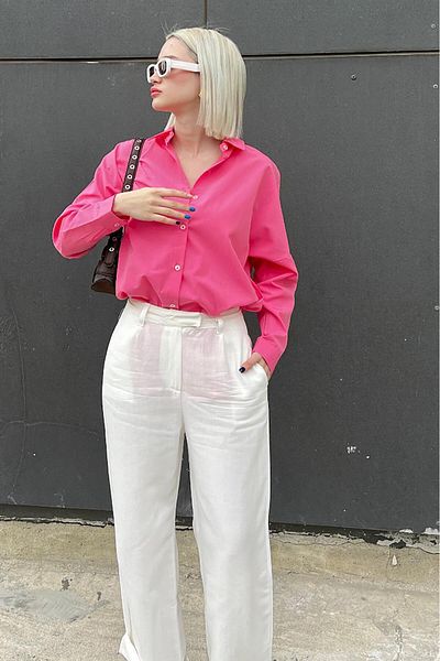 Madmext Cămașă oversize Mad Girls Fuchsia Mg1369