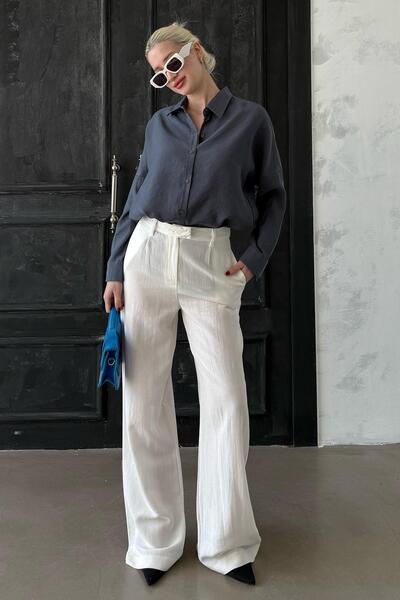 Madmext Füme Uzun Kollu Oversize Gömlek MG2003