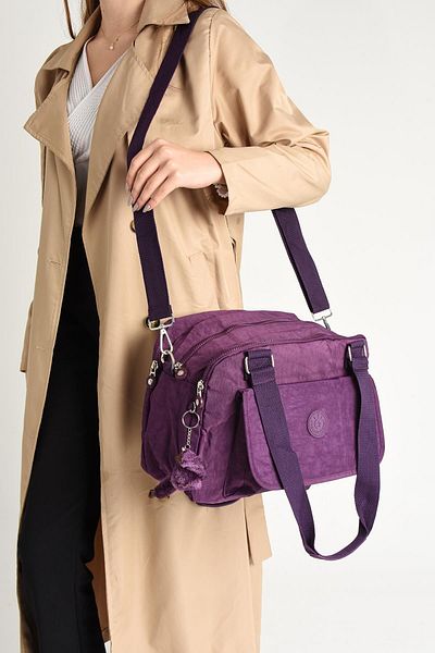 DUOMİNO Duomino Clinker Multi-Pocket Water Resistant Purple Crinkle Shoulder Bag / Shoulder Bag