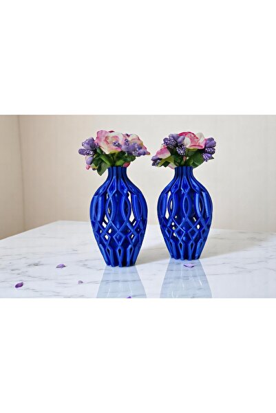 Uzman3D İkili Dekoratif Hediyelik Çiçekli Mini Vazo