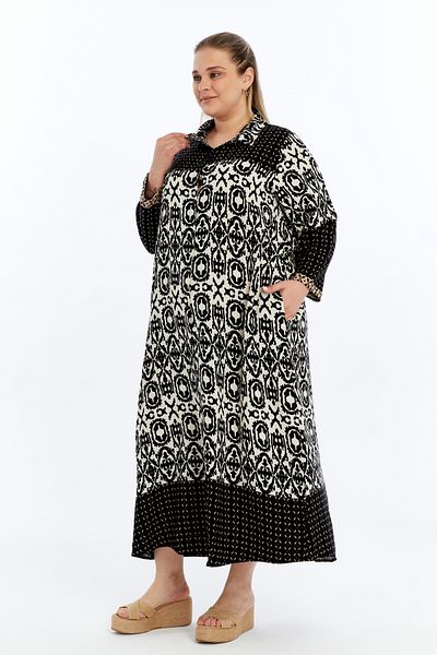 THE CABIN Καλοκαιρινό φόρεμα με υφή Bohemian Plus Size