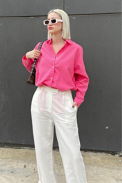Madmext Cămașă oversize Mad Girls Fuchsia Mg1369