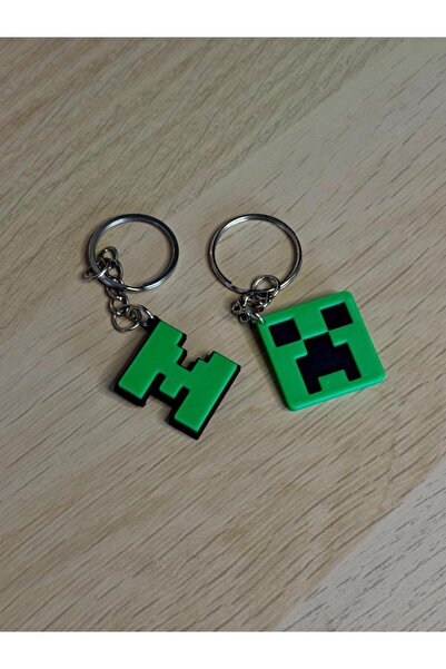 Nova Özel Tasarım 2 Adet Minecraft Creeper Temalı Anahtarlık -Süs-Hediyelik Eşya-Dekor-Oyun