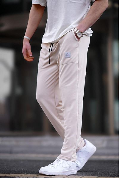 Madmext Beige Herren Basic Jogginghose 6536