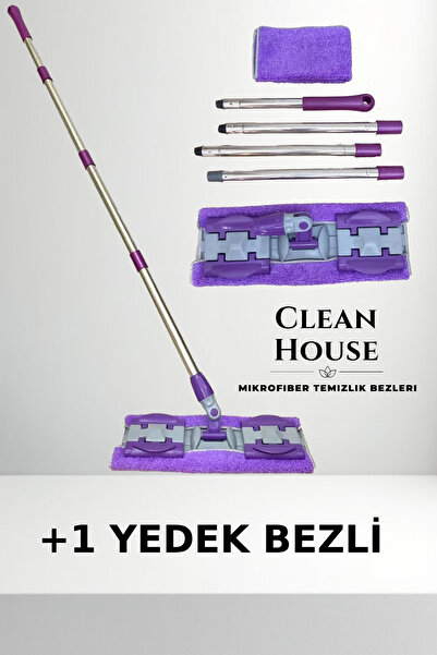 CLEAN HOUSE Portatif Saplı Cam Duvar Yüzey Temizlik Mopu Mikrofiber Mandallı Mop