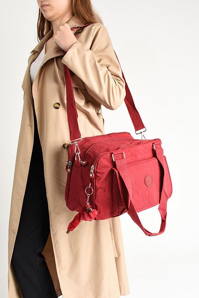 DUOMİNO Duomino Clinker Multi-Pocket Water Resistant Red Crinkle Shoulder Bag / Shoulder Bag