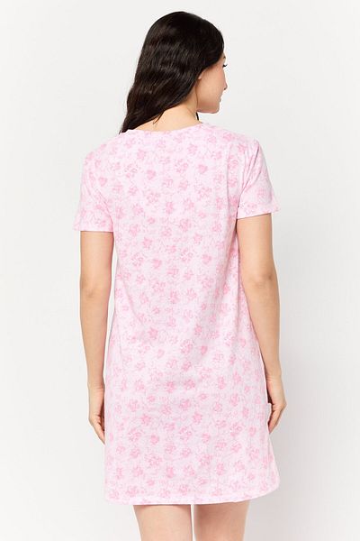 Celestial Dreams Women Floral Print Sleepwear Dress, Pink