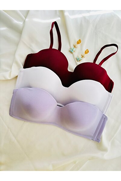 İNKO İÇ GİYİM Σουτιέν Lotus 3-Pece Recovery Underwire χωρίς επένδυση (Βουργουνδία-Λευκό-Λιλά)