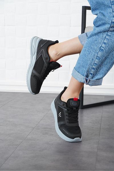 Moda Pie Pantofi sport negri pentru femei - Toir Mag Point W, Crested