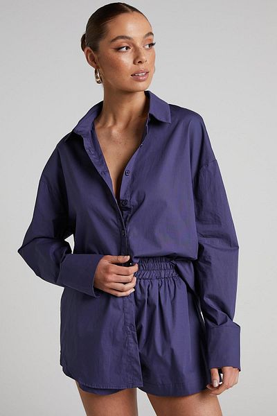Madmext Lila Oversize Basic Damen Shirt Mg1794