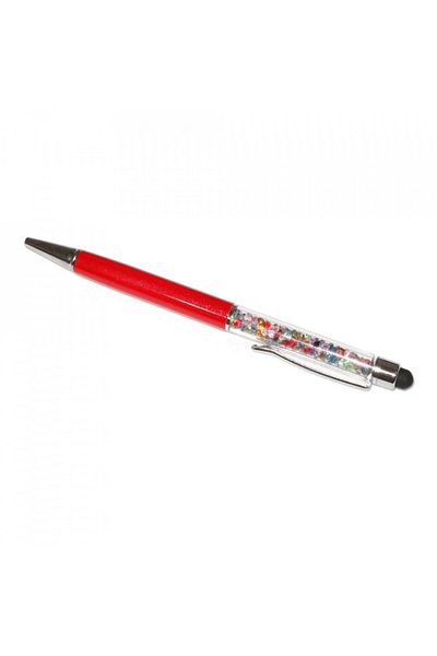 G Golden Case Stylus touch pen with ballpoint pen, decorated with mixed crystals, metallic, red