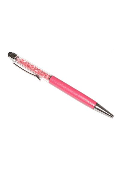 G Golden Case Stylus touch pen cu pix, decorat cu cristale, metalic, roz fuchsia