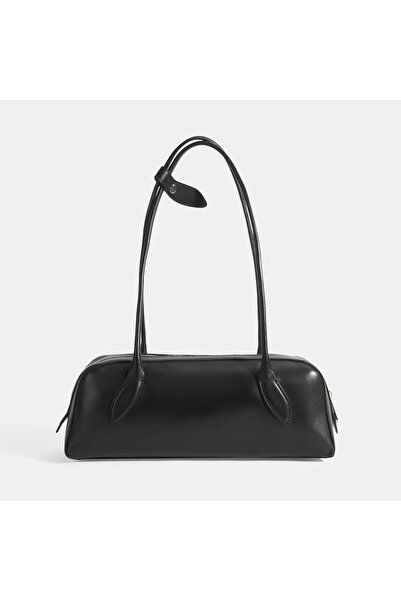 Desa Limited Edition Siyah Kadın Yaprak Detaylı Deri Omuz Çantası