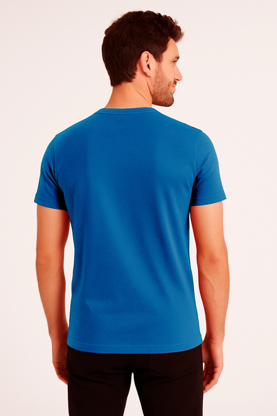 Let's Wear Техаський принт Чоловічий 100% органічна бавовна Basic Penye Синій T-shirt