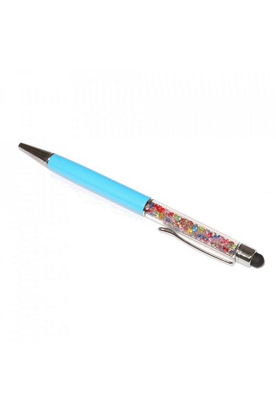 G Golden Case Stylus touch pen with ballpoint pen, decorated with mixed crystals, metallic, turquoise