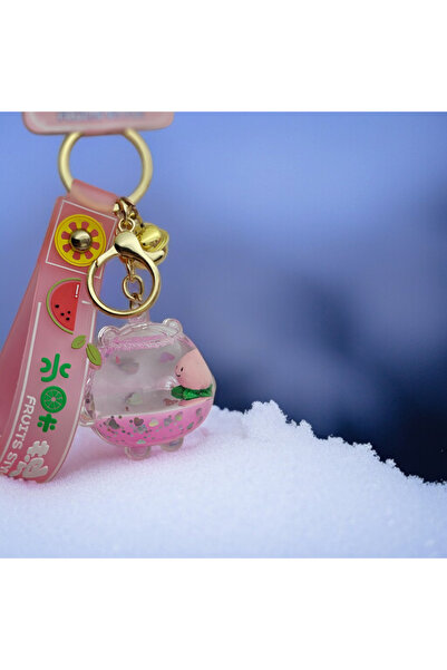 Meyra Accessories Lüx içi sulu figürlü anahtarlık çanta aksesuarı peluş oyuncak rengarenk hediyelik 1 adet