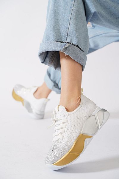 Moda Pie Garte Mesh Stone Women's Sports Shoes White