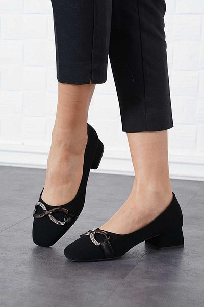 Moda Pie Pantofi cu toc de damă Vlade Toka Stone, catifea neagră