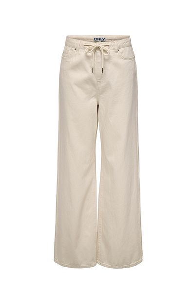 ONLY Women's Onlsılla Wide-Leg Waist-Tied Long Jeans 15328125   Ecru