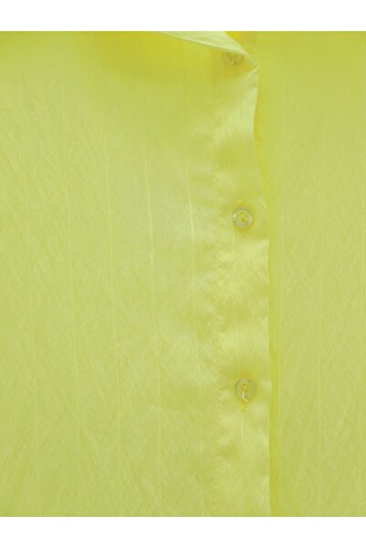 Modamorfo Classic Collar Buttoned Oval Cut Shirt -Light Yellow