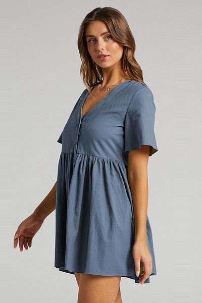 Madmext Indigo Buttoned Mini Dress MG1621