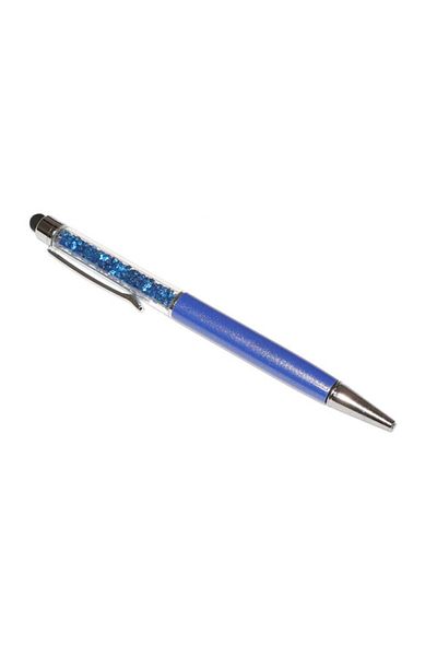 G Golden Case Stylus touch pen cu pix, decorat cu cristale, metalic, albastru