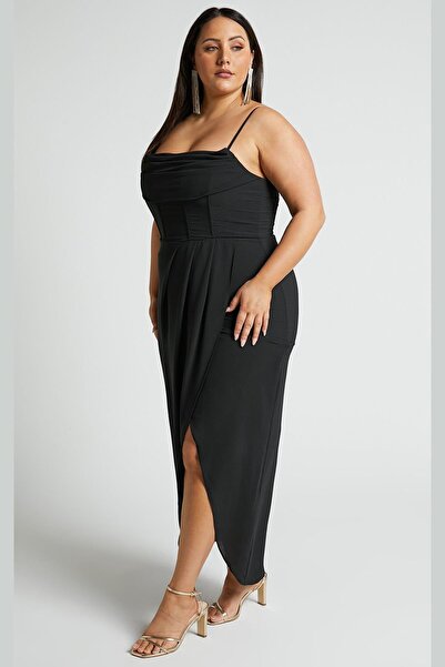 Madmext Siyah Degaje Yaka Askılı Elbise MG2022