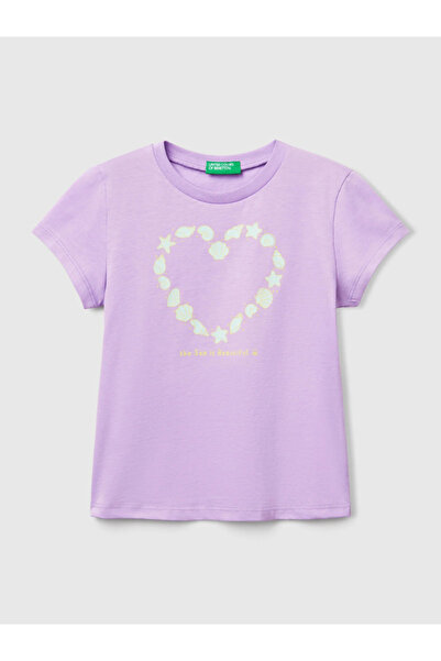 Benetton تيشيرت بناتي مطبوع 1-6 سنوات أرجواني