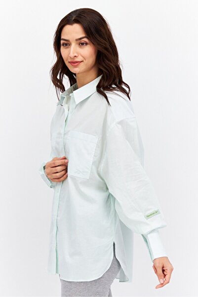 Reebok Women Sportswear Fit Long Sleeves Outdoor Shirt, Mint Green