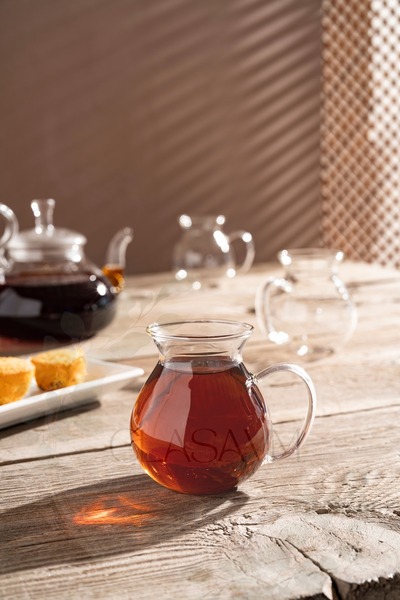 ellahomedekor 6 Parça Premium Keyfi Ala Borosilikat Cam Kulplu Çay Bardağı