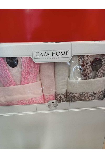 Çapa Home &Men's Head Bath Robe 6-Piece Daily Dowry Gift 100% Cotton Premium Quality Bathrobe Set