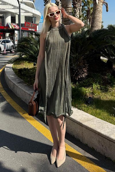 Madmext Γυναικείο φόρεμα Khaki Halter Neck Mg2351