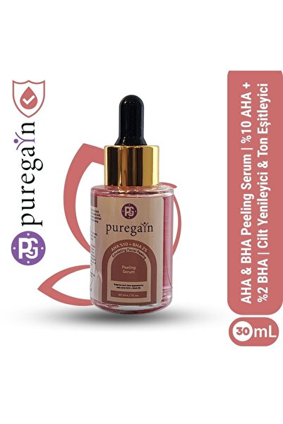 PUREGAIN AHA & BHA Peeling Serum | %10 AHA + %2 BHA | Cilt Yenileyici & Ton E...