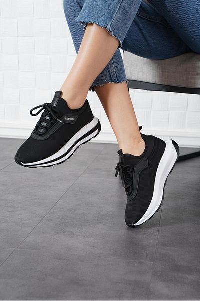 Moda Pie Pantofi sport pentru femei Jessey Yan Fashion Negri
