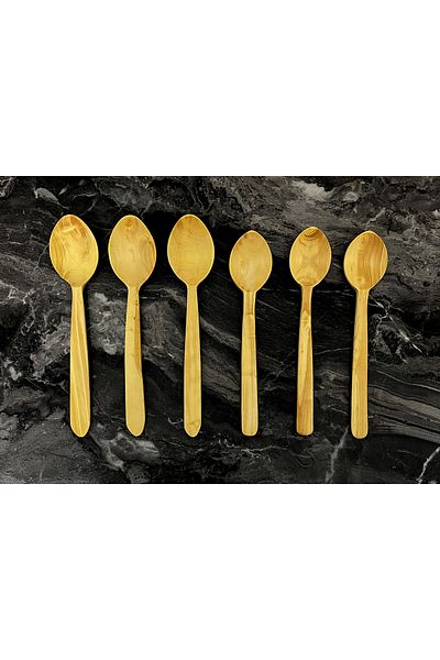 Kitchen Mania 6 Piece Boxwood Spoon Set-Wooden Spoon Serving Utensils-Wooden Spatula Tree Spoon