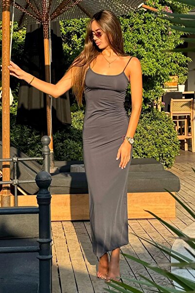 Madmext Füme Uzun Asklı Basic Elbise MG1852