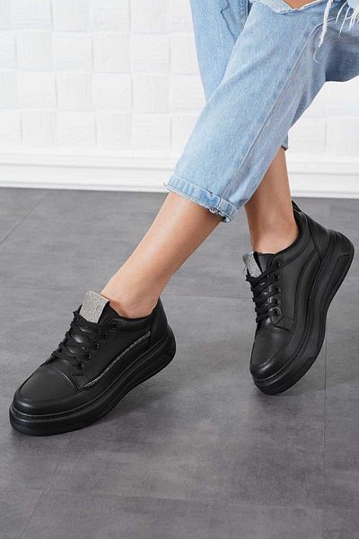 Moda Pie Pantofi sport pentru femei Rane Yan Stone, piele neagră