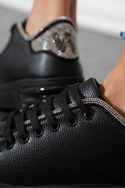Moda Pie Pantofi sport de damă cu broderie de piatră Upar negri - Dolce