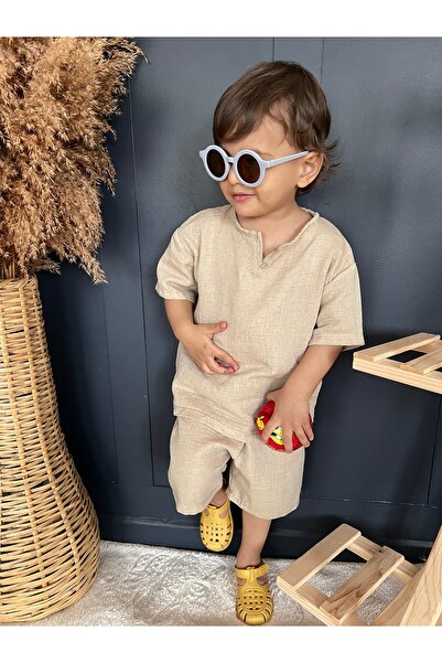 BAHNUR SÜTLÜ KAHVERENGi BEBEK ÇOCUK KIZ ERKEK UNiSEX MÜSLiN ALT ÜST TAKIM YAZ...