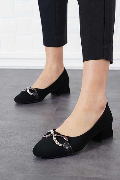 Moda Pie Pantofi cu toc de damă Vlade Toka Stone, catifea neagră