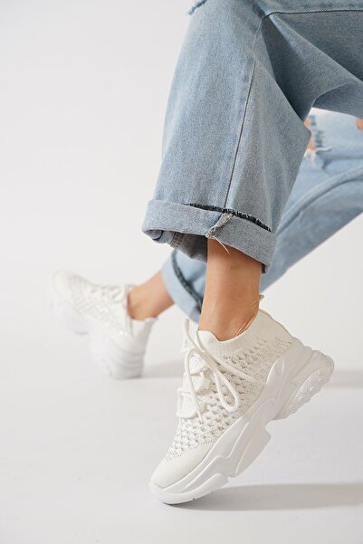 Moda Pie Pantofi sport pentru femei Arelife Mesh Stone, alb