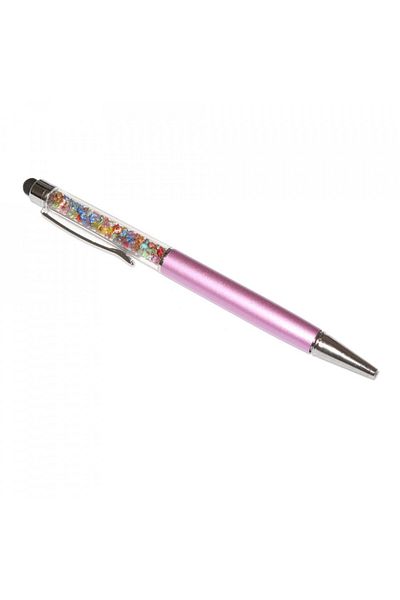 G Golden Case Stylus touch pen with ballpoint pen, decorated with mixed crystals, metallic, light purple